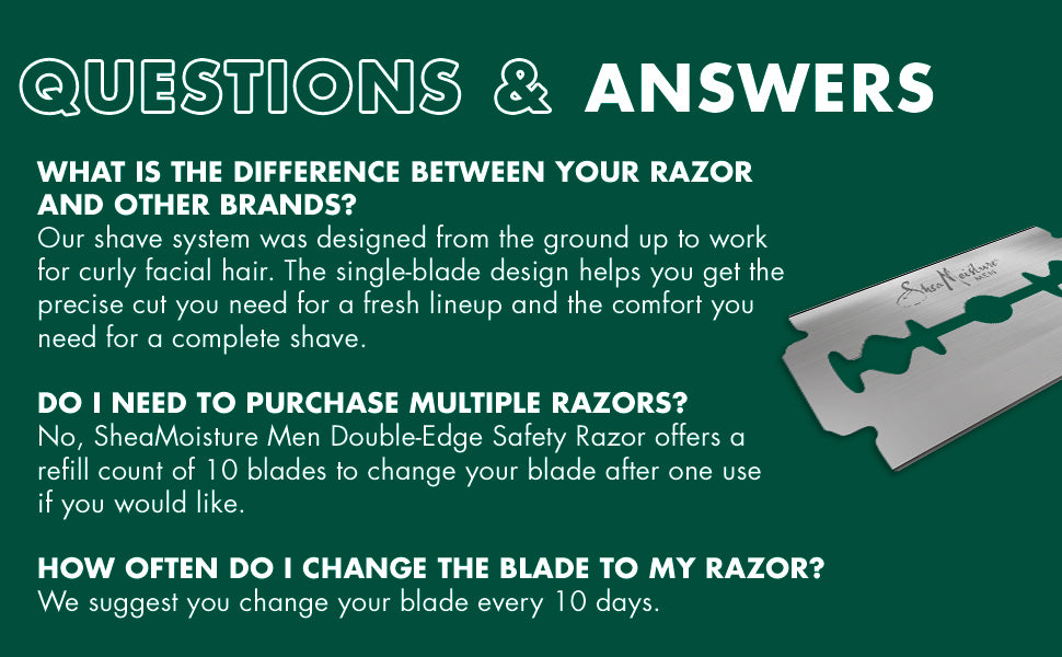 Double Edge Safety Razor with 10 Refill Blades by SheaMoisture Men